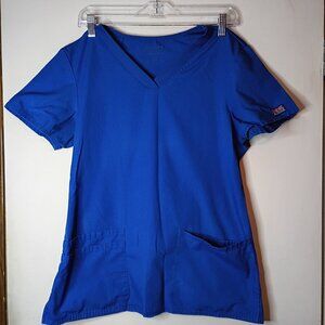 Cherokee Workwear Scrub Top Size Med Royal Blue Women's Nursing Medical Uniform